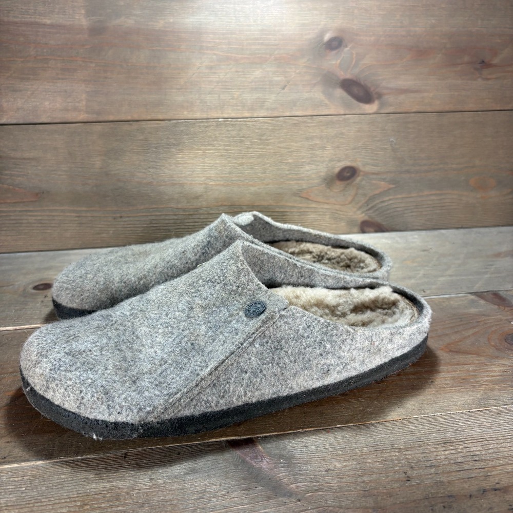 Birkenstock Zermatt Womens size 8 shoes Gray Wool Shearling Lined slippers